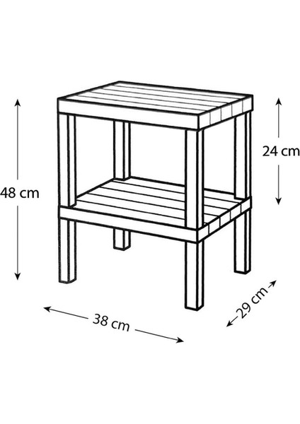 Shelf 2 Katlı Bahçe Sehpası, Gazetelikli Masa, Havuz, Plaj, Balkon, Banyo, Mutfak Sehpası