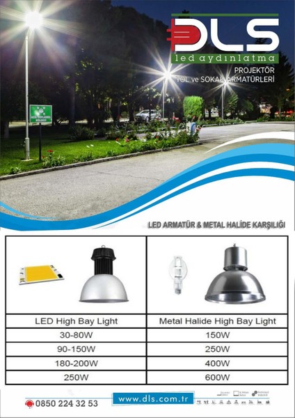 150W LED Yol Sokak Armatür Dls Park Bahçe Çevre Site Bina Dış Mekan Lamba Aydınlatma Ledli Sokak Armatürü