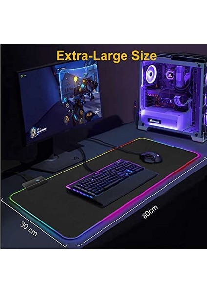 Rgb Siyah Zemin Ledli Gaming Mouse Pad Oyuncu Mouseped AL2595