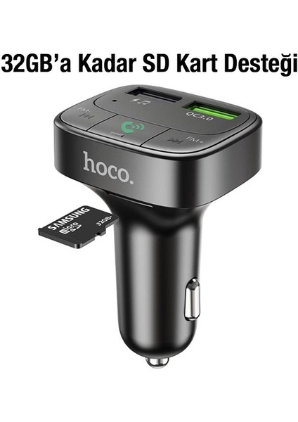 Bluetooth V5.0 LED Ekranlı Fm Transmitter Araç Kiti, 2x USB 1x Micro Sd Girişli Fm Transmitter