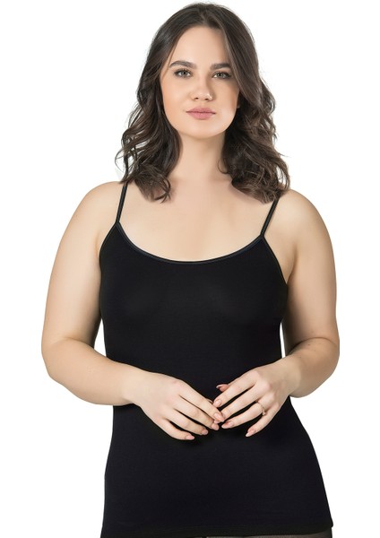 Özkan 25923 Kadın Viskon İp Askılı Biyeli Yumuşak İnce Askılı Büyük Geniş Beden Atlet
