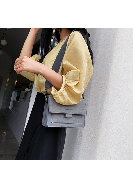 Manyetik Tokalı Kadın Küçük Kare Çanta Fermuarlı Iç Cep Crossbody Çanta (Yurt Dışından)