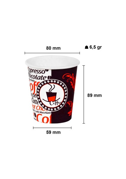 8 Oz Beyaz Kapaklı Tutamaçlı Karton Bardak Latte Kahve Kağıt Bardak Sleeve 250 ml 100'lü