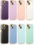 Apple iPhone 14 Plus Kılıf Kamera Korumalı Yumuşak Pastel Altın Kenar Bark Kapak Lila 5