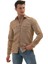 Bej Rengi Süet Çift Cepli Pamuk Western Stil Pamuk Slim Fit Gömlek 4