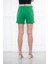 Kadın Beli Kemerli Keten Şort Benetton Yeşili 4
