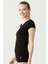 Kadın Siyah Kısa Kollu V Yaka T-Shirt 66004 3