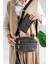Siyah Mini Boy 3 Bölmeli Kadın Çapraz Omuz Çantası ve Cüzdan Kombini 23X16CM MDS2101-09 1