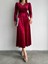 Kadın Kruvaze Yaka Detay Kuşaklı Kadife Elbise (Renk Seçenekli) 1