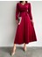Kadın Kruvaze Yaka Detay Kuşaklı Kadife Elbise (Renk Seçenekli) 3