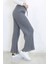 Yüksek Bel Yumuşacık Fitilli Beli Lastikli Günlük Rahat Kadın Pijama Koyu Gri 3