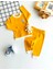 Neşeli Bebekler Oyuncaklı Çizgili Iki Iplik Kumaş Takım Hardal 1