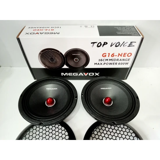 Megavox 16 Cm Neo Midrange 600 W 100RMS Demir Kapak Kurşun Göbek