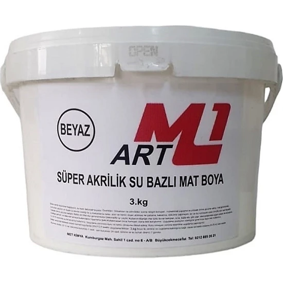 M1 Art Süper Akrilik Su Bazlı Mat  Boya 3.kg Ahşap  Tuval  Seramik  Duvar  Taş Hobi Dekor