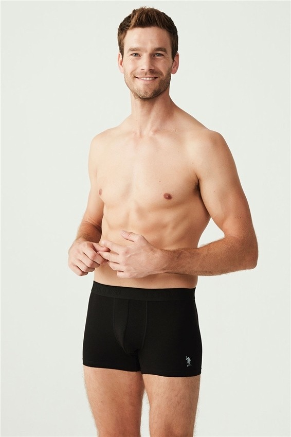 U.S. Polo Assn. Erkek Siyah 3'lü Boxer 80173 görsel 2