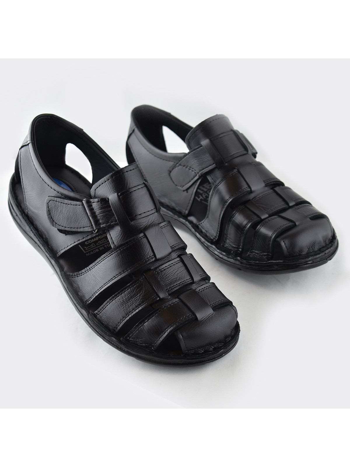 Ispartalılar Ayakkabiburada 033 Topuk Jelli Hakiki Deri Erkek Sandalet Ayakkabı