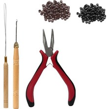 Guangdong Spirit 500 Adet Siyah 5mm Silikon Kaplı Mikro Halka Bağlantı Boncukları ve 1 Takım Saç Uzatma Aracı Kiti Kelepçe Kanca Çekme Pimi, Bağlantı Boncukları (Yurt Dışından)