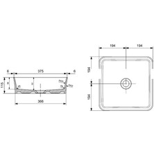 Bocchi Sottile Kare Çanak Lavabo 38X38 P. Beyaz 1477-001-0125