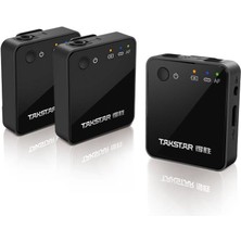 Takstar V1 Dual Kablosuz Yaka Mikrofonu Telsiz Kamera Telefon Video Mikrofonu Apple Uyumlu ( 2 Alıcı + 1 Verici )