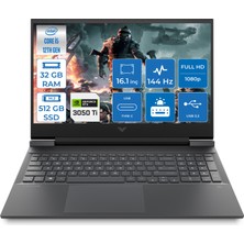 HP Victus 16-D1047NT Intel Core i5 12500H 32GB 512GB SSD RTX3050Ti Freedos 16.1" FHD Taşınabilir Bilgisayar