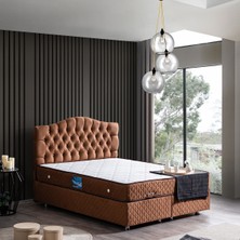 Setay Zümrüt İkili Set Çift Kişilik Baza Başlık - Açık Kahve