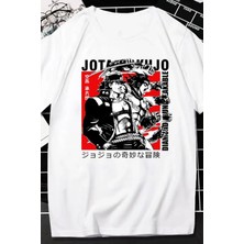 Köstebek Anime Jojo's Bizarre Adventure Fists Beyaz (Unisex) T-Shirt