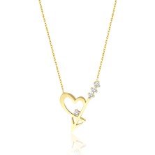 Lilarote Kalp Ok Taşlı Altın Kolye