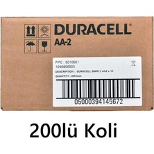 Duracell 200 Adet Duracell Aa Alkalin Kalem Pil Toptan Satış