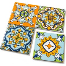 Ikbal Çini Seramik 10X10 Desenli Sırlı Porselen Karo 5'li 1 Paket ICS26