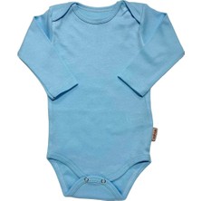 Vitmo Çıtçıtlı  bebek Body Zıbın Askılı Düz Mavi Renk