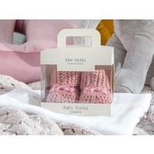 English Home Soft Triko Fiyonklu Bebe Çorap 6-12 Ay Gül Kurusu