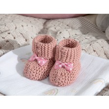English Home Soft Triko Fiyonklu Bebe Çorap 6-12 Ay Gül Kurusu