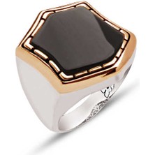 Amberkan Gümüş Oniks Taşlı Erkek Yüzük