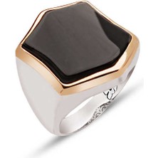 Amberkan Gümüş Oniks Taşlı Yüzük