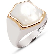 Amberkan Gümüş Sedef Taş Kaplamalı Yüzük