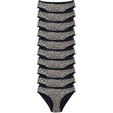 Royaleks 10 Adet Leopar Desenli Likralı Yumuşak Dokulu Kadın Slip Külot