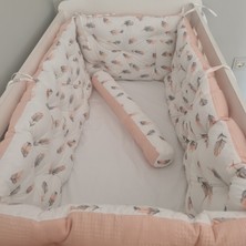 Babynest Dünyası 70X130 Pike Kumaş Beşik 4 Kenar Koruma Takımı Yılan Yastık Hediyeli Kenar Koruma