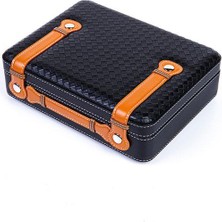 PremiumQuality Pq Siyah Deri Seyahat Çantası Humidor