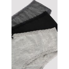 Daily Lace Pamuklu 3lü Gri Hipster Külot