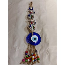 Netice Öylek Nazar Boncuk Işlemeli Hasır Ip Örgülü Seramik Püsküllü Figürlü Duvar Süsü