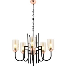 Avonnı AV-4163-5BSY Siyah Boyalı Modern Avize E27 Metal Cam 62CM