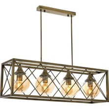 Avonnı AV-60127-4EY Eskitme Kaplama Modern Avize E27 Metal Cam 80X25CM