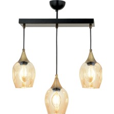 Avonnı AV-65234-3Y-BSY Siyah Boyalı Modern Avize E27 Metal Cam 60X10CM