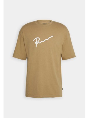 Jack & Jones Jprblahugo Erkek Sırt Baskılı TIŞÖRT-12238041 2xl - Açık Kahverengi