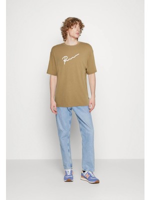 Jack & Jones Jprblahugo Erkek Sırt Baskılı TIŞÖRT-12238041 S - Açık Kahverengi