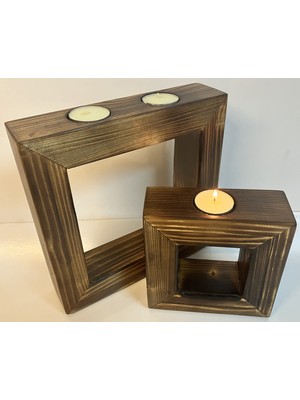 Eddie Tealight Mumluk Ahşap Eskitme (Rustik)