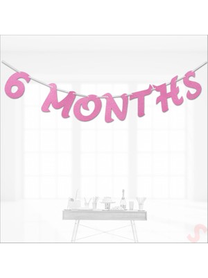 Süsle Bebek Parti 6 Month's Simli Eva Banner, 75 cm - Pembe