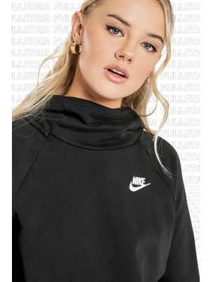 Nike Sportswear Essential Funnel Neck Hoodie In Black Boğazlı Kapüşonlu Sweat