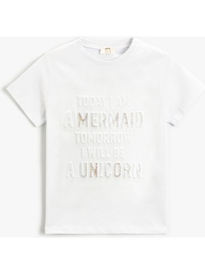 Koton Basic Baskılı Tişört Kısa Kollu Bisiklet Yaka Pamuklu