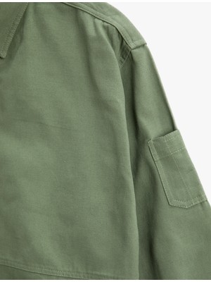 Koton Gömlek Ceket Oversize Tek Cep Detaylı Uzun Kollu Pamuklu
